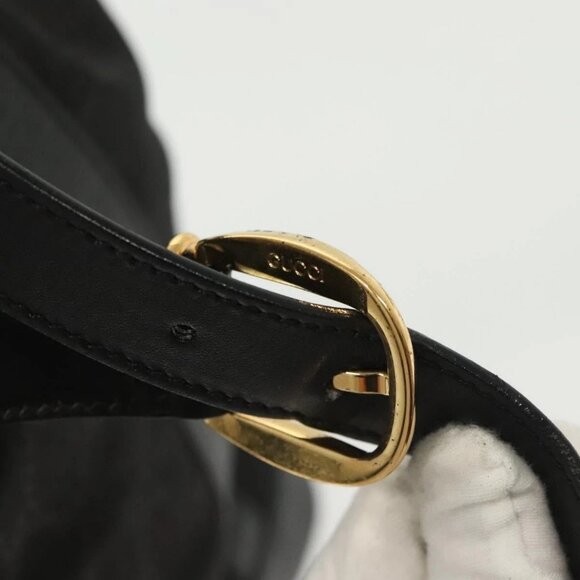 GUCCI GG Canvas Shoulder Bag Black Gold Auth 139771 - Picture 11 of 16